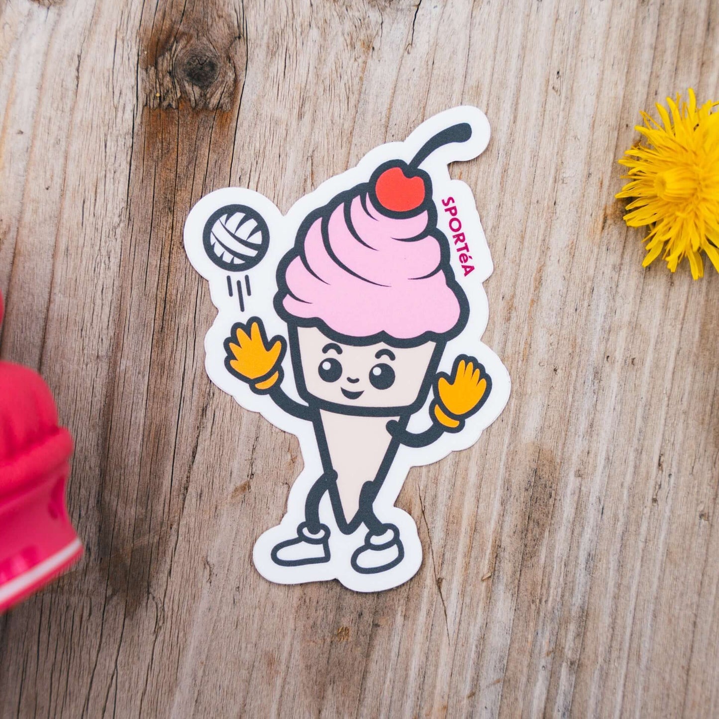 Volleyball Ice Cream Cone Sticker 3-Pack by SPORTéA Girls