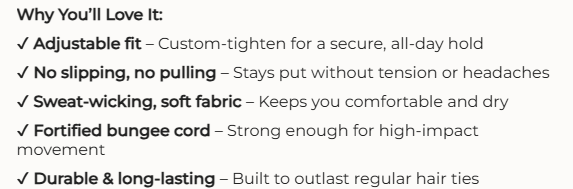 List of features for hair ties on a white background